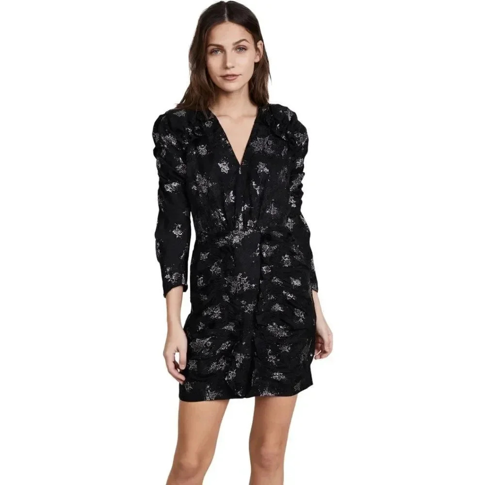 Rebecca Taylor Jacquard Silk Glitter Mini Dress